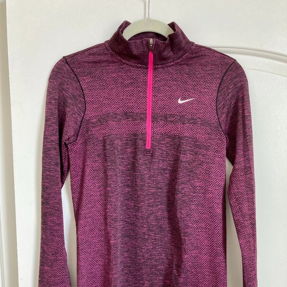 Nike Dri Fit Knit Half Zip running pullover in "Vivid Pink Heather" S - Picture 11 of 11